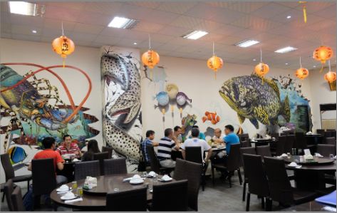 林州海鲜餐厅墙体彩绘